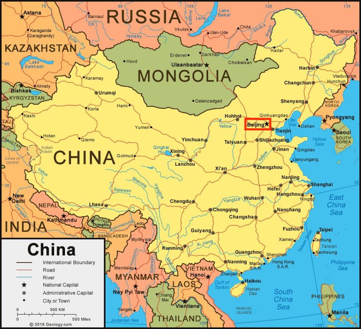 Пекин (Пекин) на карте Китая