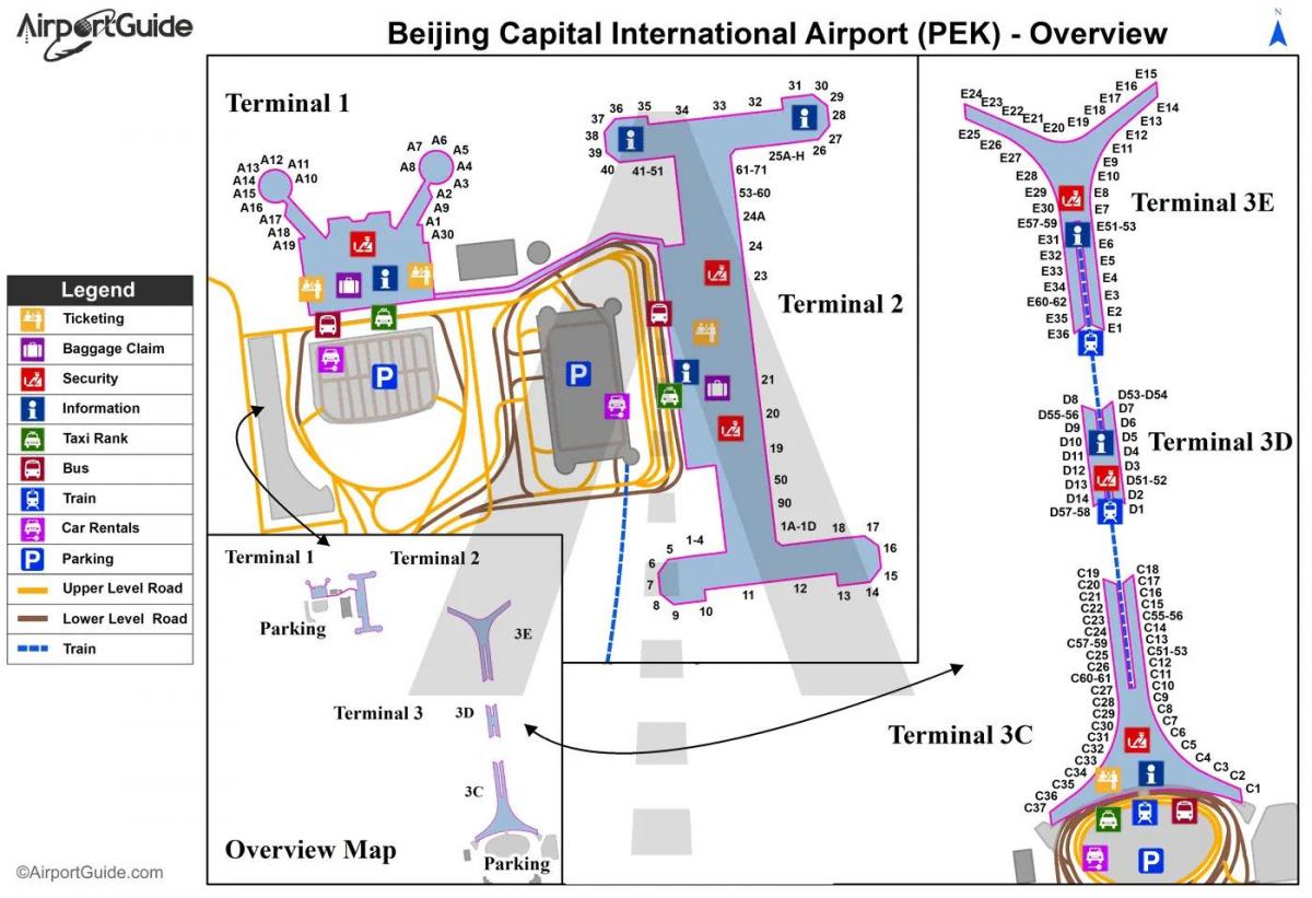 Карта терминалов аэропорта Пекина (Пекин)
