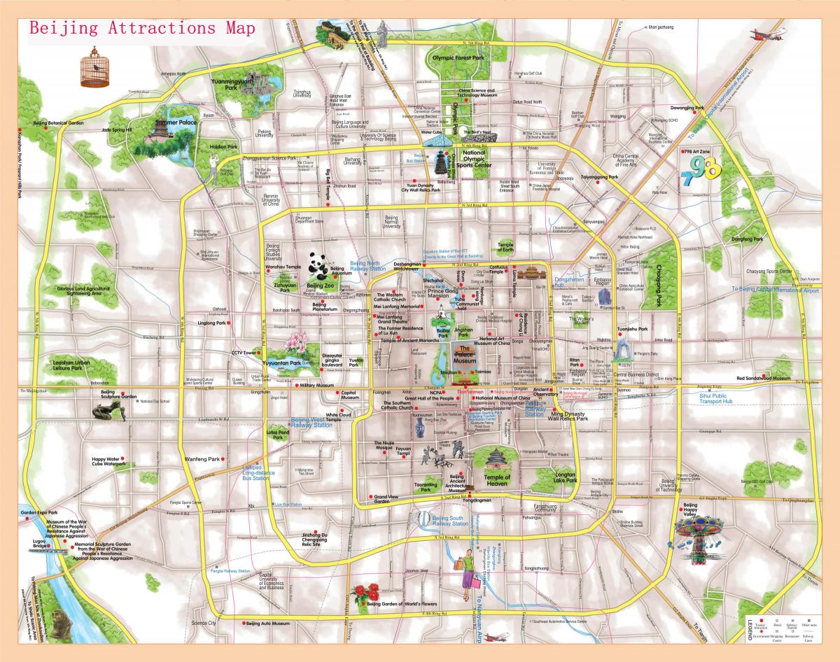 Карта достопримечательностей Пекина (Пекин)
