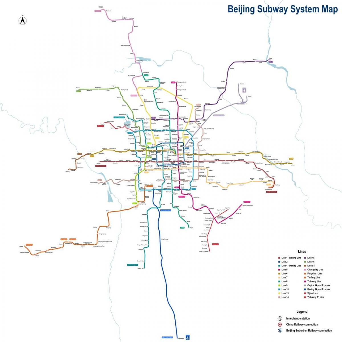 Карта станций метро Пекина (Пекин)