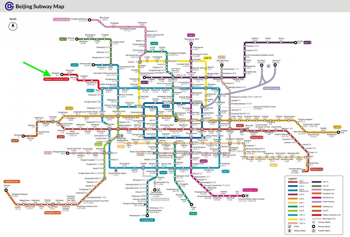 Карта трамвайных остановок Пекина (Пекин)